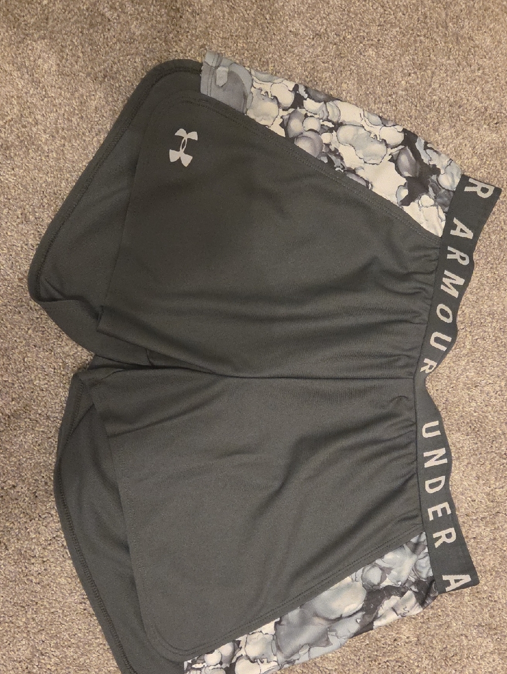 Under Armour Black Athletic Shorts with Grey Marble Accent
